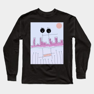 The Kids Taking in the City Stick Figure Long Sleeve T-Shirt